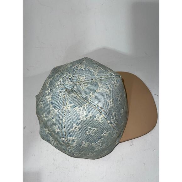 Louis Vuitton Monogram Legacy Cap Light Blue Denim LV Logo Sun Baseball Hat 58 - Picture 6 of 9